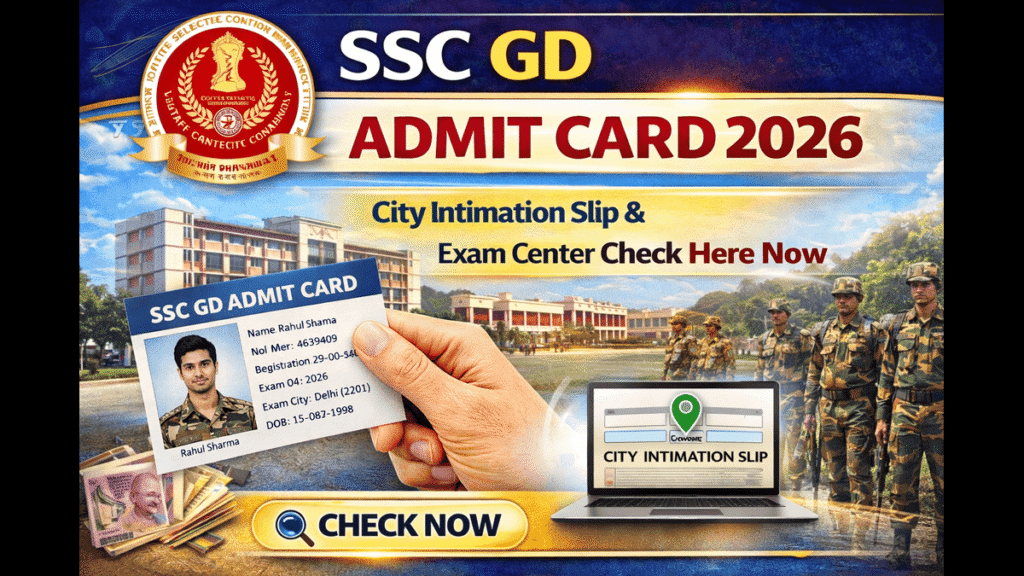 SSC GD Admit Card 2026: City Intimation Slip & Exam Center Check Here Now