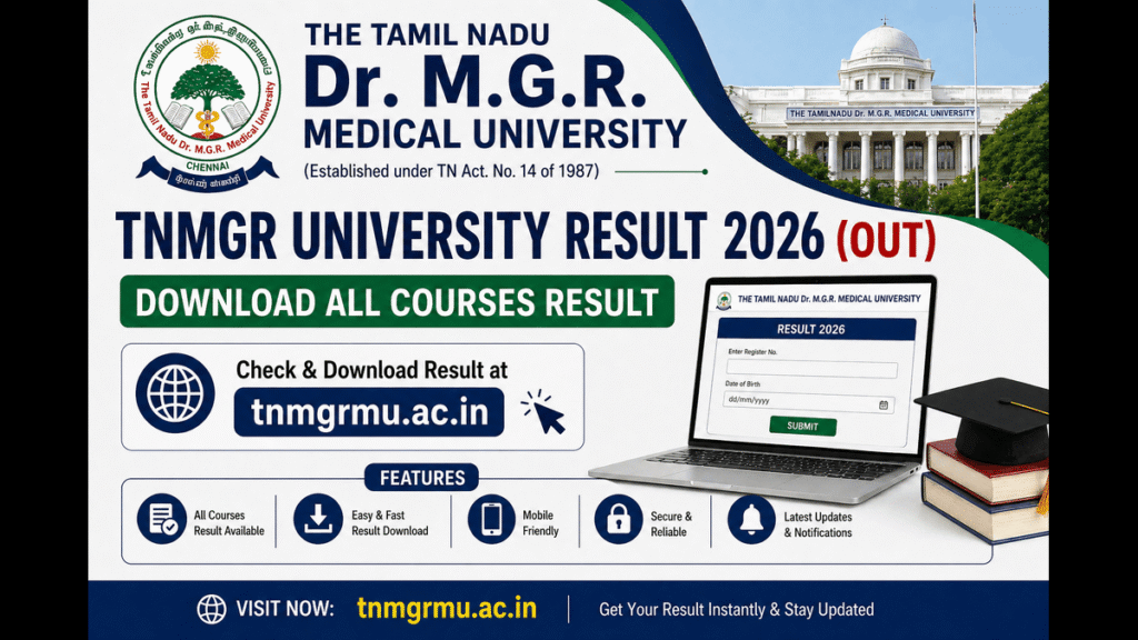 TNMGR University Result 2026 (Out) Download All courses at @tnmgrmu.ac.in